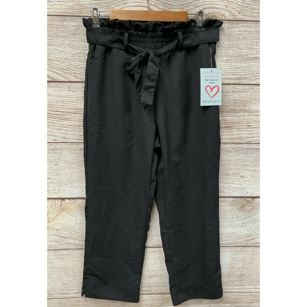 Jolie Georgie Pants Junior Womens Medium Black Ruffle Tie Cropped Pants New